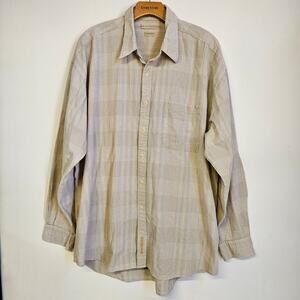 East Island Men's Tan Button Up Long Sleeve Shirt Size XL Seersucker Casual